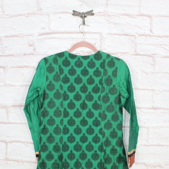 Trishaa Green Embroidered Indian Ethnic Kurta Tunic Dress Size S - Picture 6 of 8